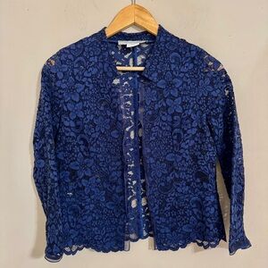 Gerard Darel Open Navy Lace Jacket Size 4 Events Feminine Chic Old Money Party